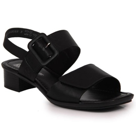 Sandali in pelle su un blocco Rieker W 62663-01 nero