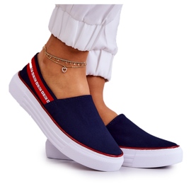 Sneakers da Donna Slip On Big Star JJ276009 Blu Navy-Rosso