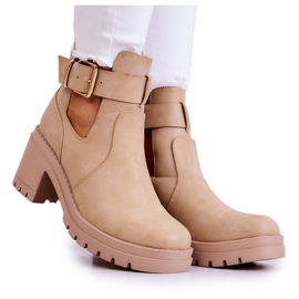 FE1 Stivaletti in pelle Cut Out Belt Rosanne beige scuro
