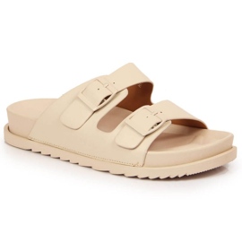 Ciabatte in gomma con fibbie S. Bararski W OLI157A beige
