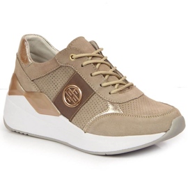Sneakers in pelle su zeppa Filippo W PAW331A beige