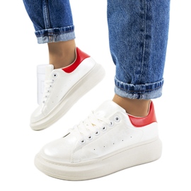 Sneakers Neera da donna bianche perlate bianco rosso