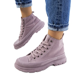 Sneakers alte alla caviglia viola sulla piattaforma Boyes