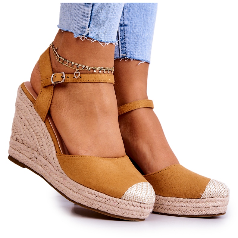 FW1 Espadrillas Da Donna Su Una Piattaforma Intrecciata Camel Canillo marrone