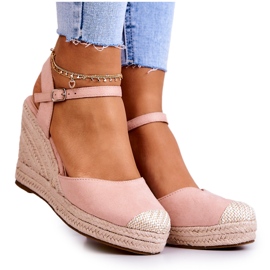 FW1 Espadrillas Da Donna Su Una Piattaforma Intrecciata Canillo Rosa