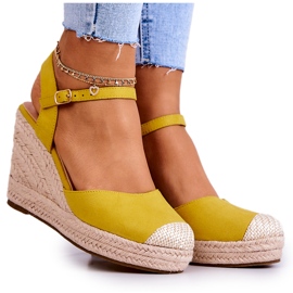 FW1 Espadrillas Da Donna Su Una Piattaforma Intrecciata Canillo Giallo