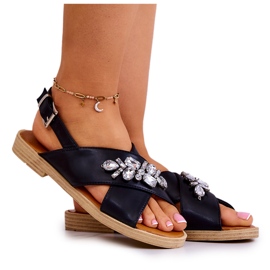 FW1 Comodi sandali da donna con decorazione Irvine nera nero