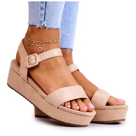 FW1 Sandali In Pelle Scamosciata Sulla Piattaforma Beige Sariah