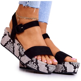 FW1 Sandali In Pelle Scamosciata Sulla Piattaforma Sariah In Bianco E Nero bianca