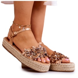 FW1 Sandali Da Donna Espadrillas Con Fiori Rose Gold Marlon rosa d'oro