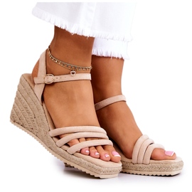FJ1 Sandali con zeppa in pelle scamosciata beige della Louisiana