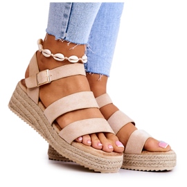 FS1 Sandali da donna con fibbia in pelle scamosciata Beige Corestra