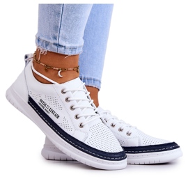 Sneakers da Donna in Pelle Bianche e Blu Navy Cloesa bianca