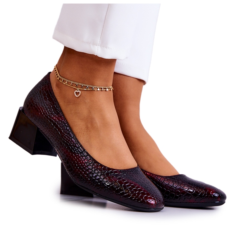 Sergio Leone Décolleté in pelle di serpente Mesquite bordeaux rosso