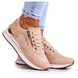 FB2 Scarpe sportive in pelle scamosciata su una piattaforma Riverside beige scuro
