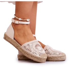 FE1 Espadrillas Da Donna Su Una Piattaforma Intrecciata Beige Calise