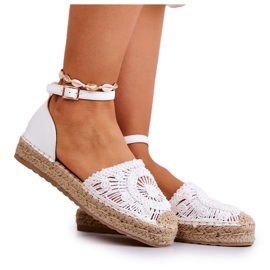 FE1 Espadrillas Da Donna Su Una Piattaforma Intrecciata Calise Bianco