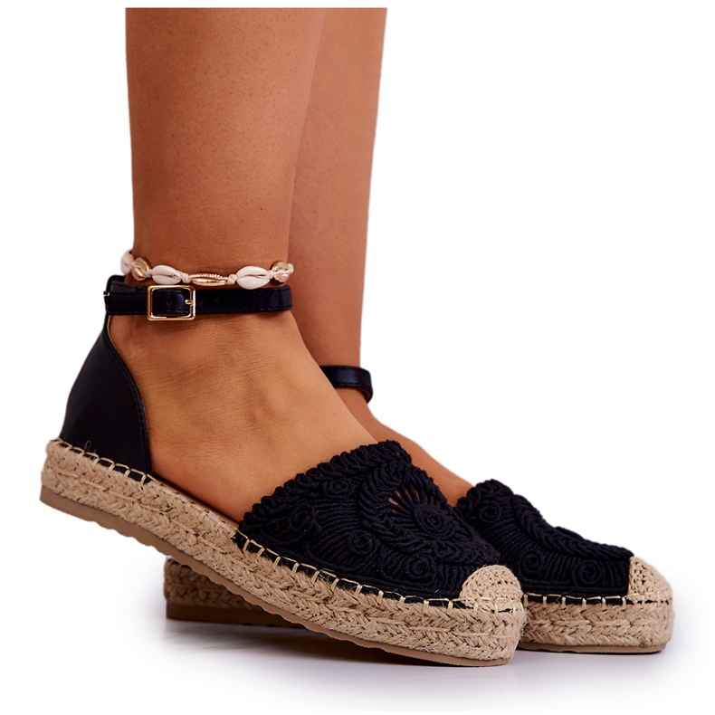 FE1 Espadrillas Da Donna Su Una Piattaforma Intrecciata Calise Nero