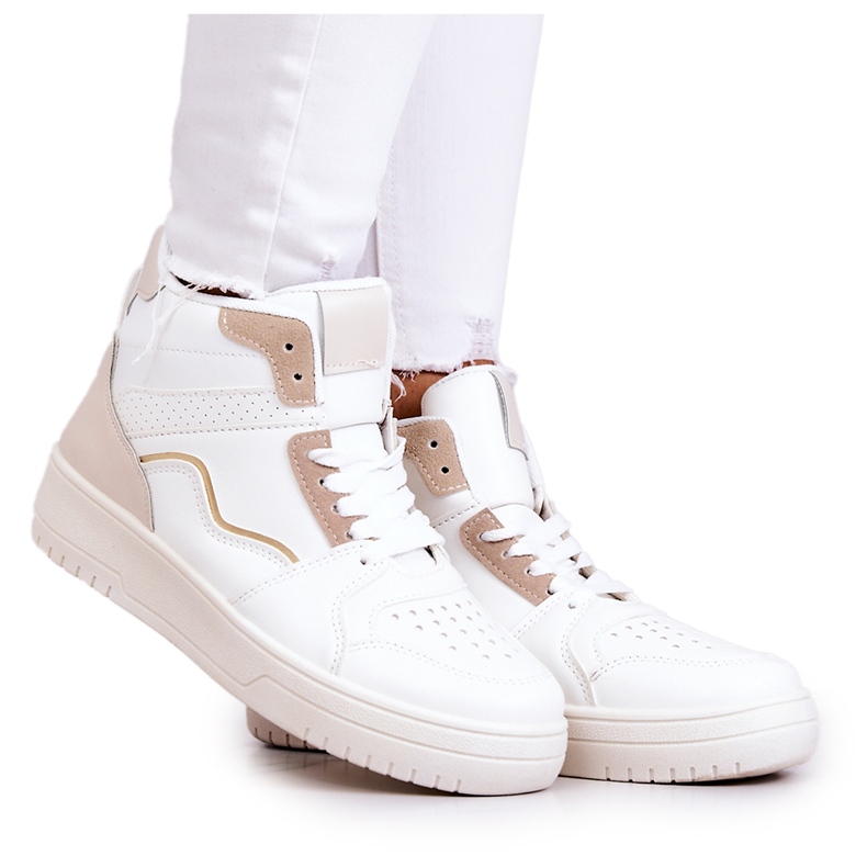 FG2 Scarpe Sportive Alte da Donna Bianche e Beige Megithoe bianca