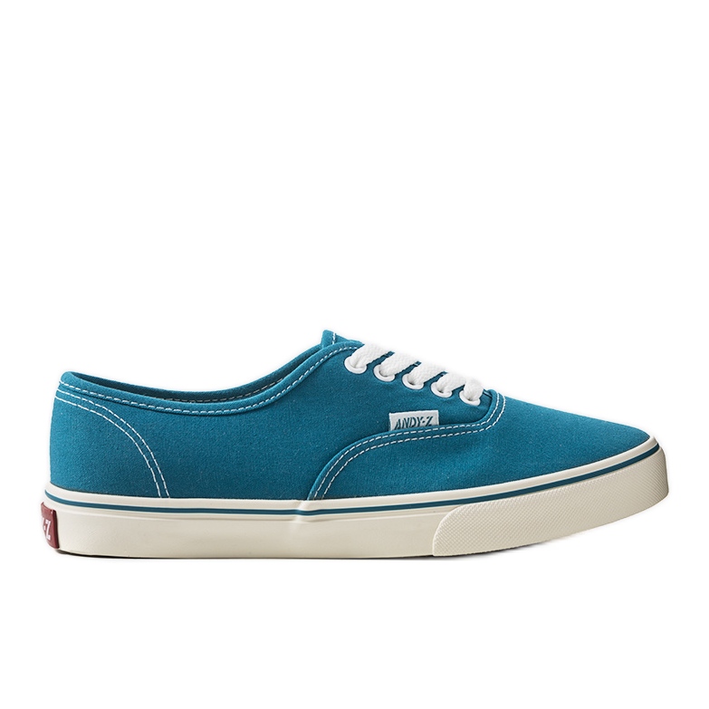 Sneakers turchesi da uomo in lino blu verde