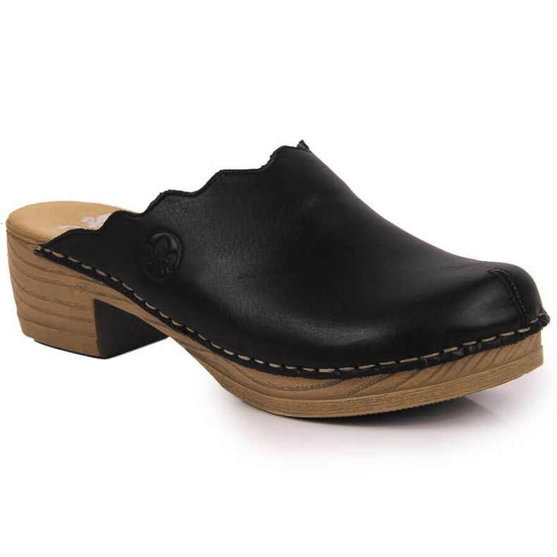 Ciabatte in pelle Rieker W RKR530 nere nero