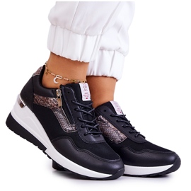 Sneakers con zeppa da donna Cross Jeans JJ2R4027C Nero
