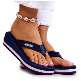 Infradito da donna con zeppa Big Star JJ274A331 Blu navy