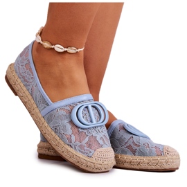 Espadrillas Da Donna In Pizzo Con Decorazione Blu Summer Dream