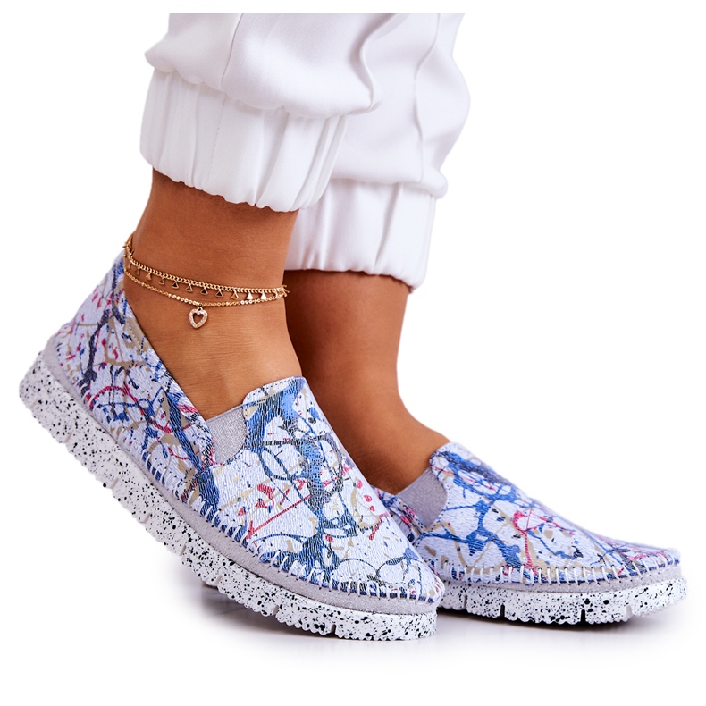 Scarpe senza lacci in pelle da donna Maciejka 03512-39 Blu