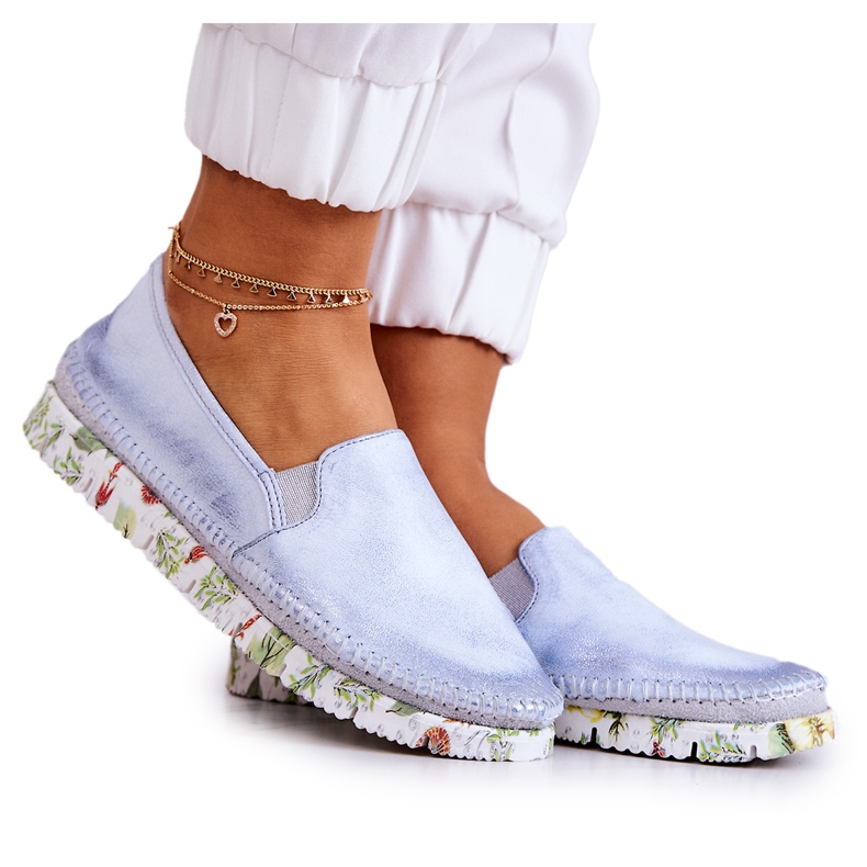 Scarpe senza lacci da donna in pelle Maciejka 03512-40 Azzurro blu