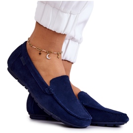 Mocassini da donna in camoscio Big Star JJ274659 Blu Navy