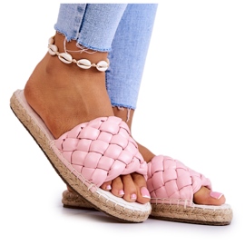 Pantofole in pelle intrecciata Big Star JJ274921 rosa