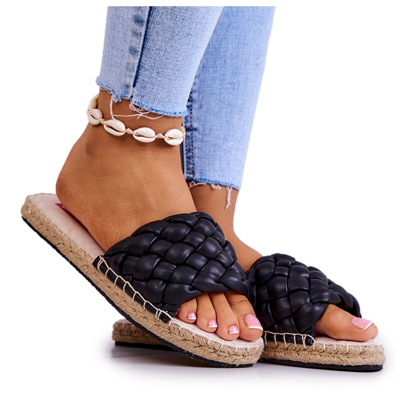 Pantofole In Pelle Intrecciata Big Star JJ274919 Nero