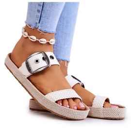 Big Star Pantofole alla moda con una grande stella fibbia JJ274729 bianco bianca