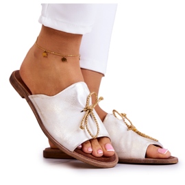 Ciabatte da Donna in Pelle Nicole 2659/004 Bianche e Oro bianca