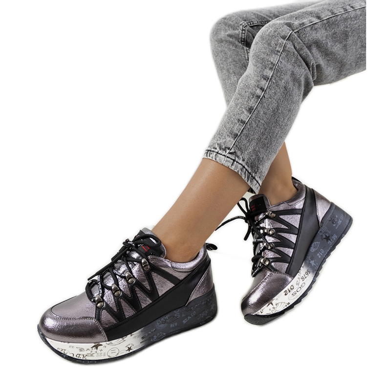 Sneakers ballard grigie metallizzate d'argento