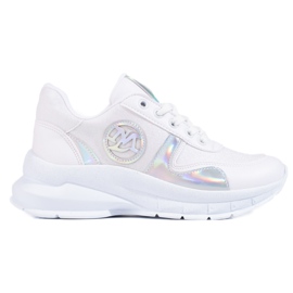 TRENDI Sneakers Con Glitter bianca d'argento