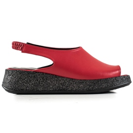 TRENDI Sandali Sulla Piattaforma Glitter rosso