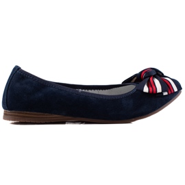 Filippo Ballerina In Pelle Con Un Fiocco blu navy