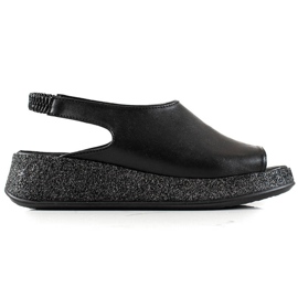TRENDI Sandali Sulla Piattaforma Glitter nero