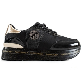 Filippo Sneakers in pelle alla moda nero d'oro