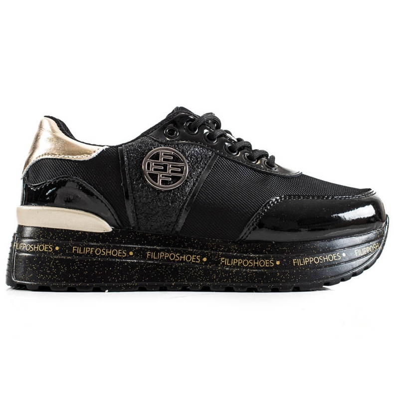 Filippo Sneakers in pelle alla moda nero d'oro