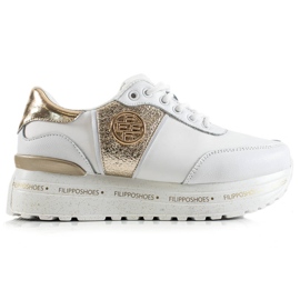 Filippo Sneakers in pelle alla moda bianco d'oro