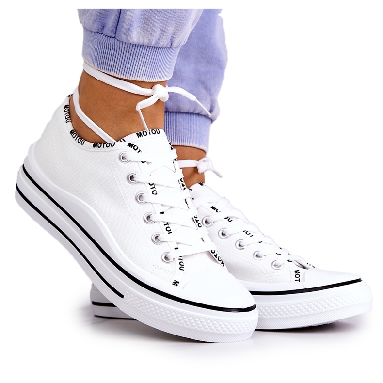S.Barski Sneakers da donna bianche con allacciatura Menifee bianca