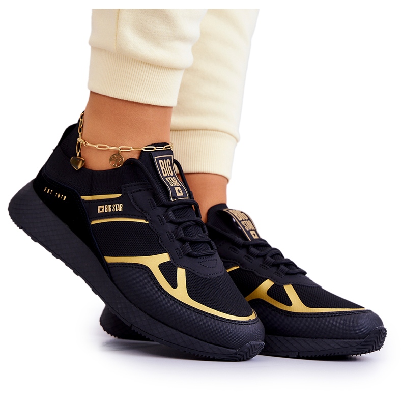 Sneakers da Donna Big Star JJ274A195 Nero-Oro d'oro