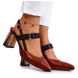 Sergio Leone Décolleté in pelle alla moda Maciejka 05498-29 Marrone e Nero