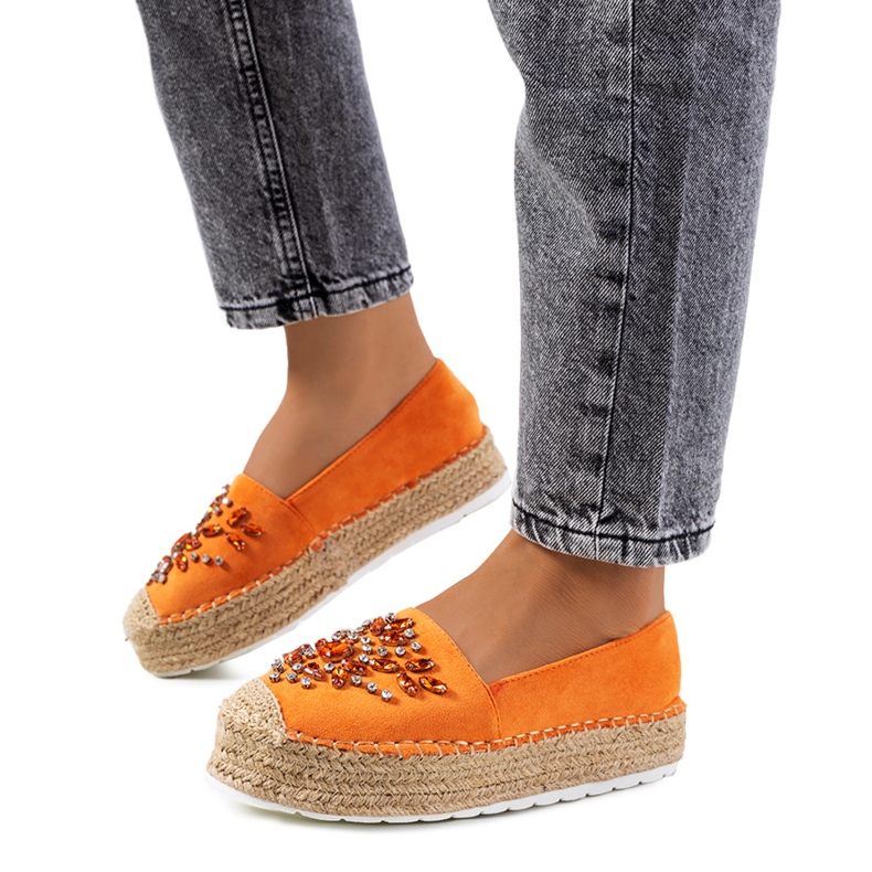 Espadrillas arancioni con zirconi Leer arancia