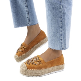 Espadrillas marroni con zirconi Leer marrone giallo