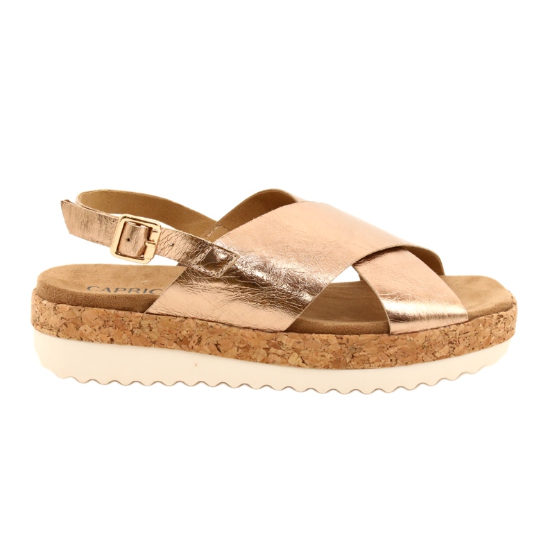 Sandali in pelle da donna Caprice sulla piattaforma 9-28712 933 Gold rosa d'oro