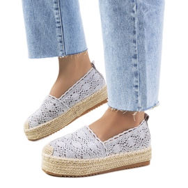Espadrillas in pizzo grigio sulla piattaforma Akker